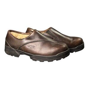 UGG Australia Sheepskin Lined Loafer Dark Brown Leather Slip-On Mens Size 11